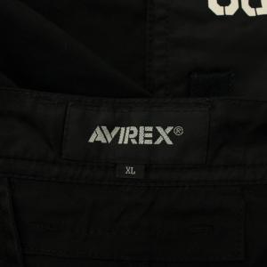 AVIREX ミリタリー コンビネーション ジョガーパンツ テーパード ロゴ プリント XL 黒 ブラック 6116126