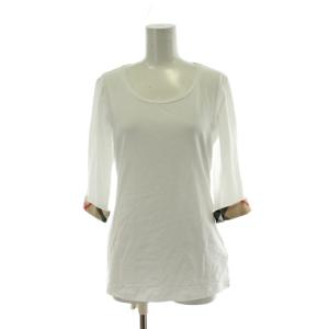 カットソー 七分袖 ノバチェック S 白 ホワイト チェックトリム Tシャツ トップス /PP GY42