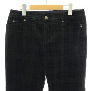BURBERRY LONDON パンツ ベロア 42 黒 ブラック チェック フルレングス FQ075-023-09 /PP GY42
