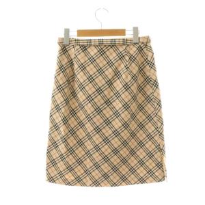 BURBERRY BLUE LABEL スカート ひざ丈 ウール混 ノバチェック ベルト付き ベージュ 38 ベージュ /HK GY42
