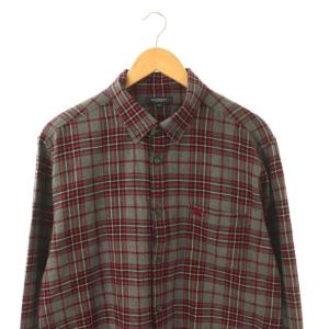 BURBERRY LONDON ボタンダウンシャツ ウール ノバチェク 大きいサイズ 2L グレー ボルドー 黒 /ES GY