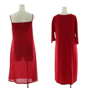 SYBILLA ワンピース M 赤 レッド Vネック 七分袖 ペチコート付き ひざ丈 GBEEE-04390 /PP GY42