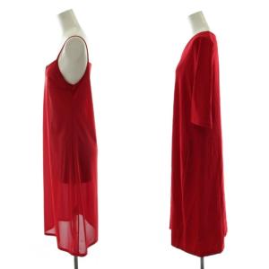 SYBILLA ワンピース M 赤 レッド Vネック 七分袖 ペチコート付き ひざ丈 GBEEE-04390 /PP GY42