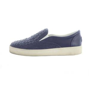 BOTTEGA VENETA スリッポン レザー ロゴ イントレチャート 43 28cm 紺 ネイビー GY68 /MQ