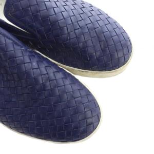 BOTTEGA VENETA スリッポン レザー ロゴ イントレチャート 43 28cm 紺 ネイビー GY68 /MQ