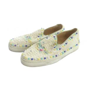 Christian Louboutin スリッポン ロゴ レザー パイソン スタッズ 43 28cm マルチカラー GY68 /MQ
