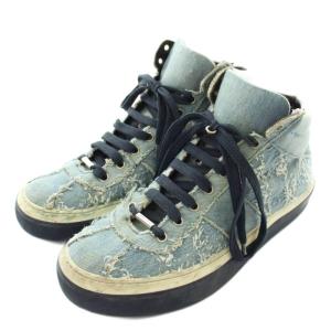 JIMMY CHOO スニーカー デニム ハイカット ダメージ加工 ウォッシュ加工 43 27.5cm 青 ブルー /XZ GY68