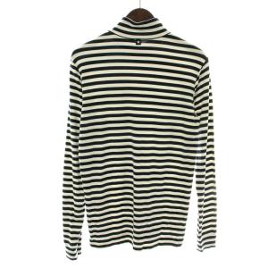 PEARLY GATES Tシャツ インナーウェア ゴルフウェア 長袖 ハイネック ボーダー柄 ストレッチ ロゴ 4 黒 ブラック