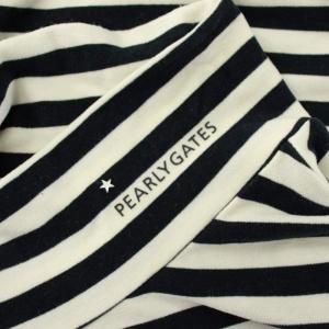 PEARLY GATES Tシャツ インナーウェア ゴルフウェア 長袖 ハイネック ボーダー柄 ストレッチ ロゴ 4 黒 ブラック