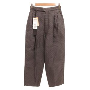 タグ付き スラックス パンツ シルク ドット柄 絹 シルク 44 グレー クロップド丈 439-80271006