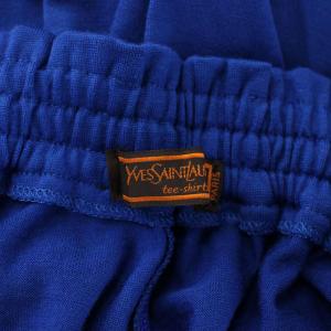 YVES SAINT LAURENT ヴィンテージ ワイドパンツ ガウチョパンツ クロップド イージー 青 ブルー 黒 ブラック /XZ GY99