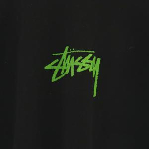 STUSSY Tシャツ カットソー ロゴ M ブラック グリーン /DF GY01
