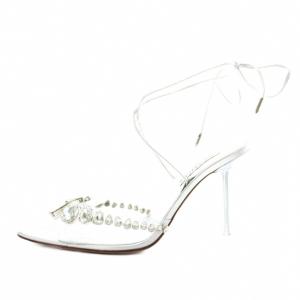 AQUAZZURA Galaxy 95 パンプス レザー ポインテッドトゥ ハイヒール レースアップ ビジュー ラインストーン