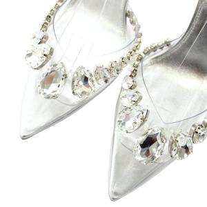 AQUAZZURA Galaxy 95 パンプス レザー ポインテッドトゥ ハイヒール レースアップ ビジュー ラインストーン