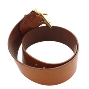 RALPH LAUREN ヴィンテージ ベルト バックル レザー ダブルプロング ロゴ ゴールド金具 茶色 ブラウン /XZ GY19