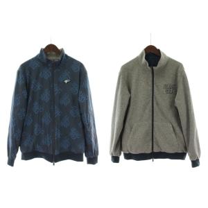 BEAMS GOLF 23AW セットアップ ブルゾン フリース ナイロン リバーシブル L パンツ XL ネイビー 紺色 グレー