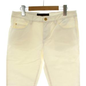 LOUIS VUITTON デニムパンツ ジーンズ 36 白 ホワイト ストレート フルレングス 金ボタン RW141W F5PA02DKA