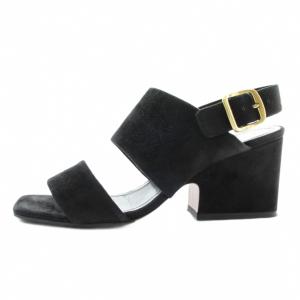 CELINE フィービー期 サンダル スエード オープントゥ チャンキーヒール アンクルストラップ 36 23?p 黒