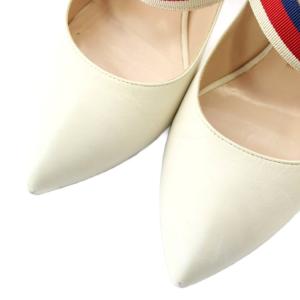 GUCCI シルヴィ メリージェーン パンプス レザー ポインテッドトゥ ハイヒール ウェブライン ストラップ 36