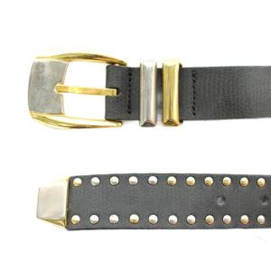 GIANNI VERSACE ヴィンテージ ベルト メデューサ スタッズ 85/34 ブラック