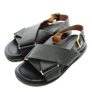 フスベット Fussbett クリスクロスサンダル レザー ストラップ 36 23?p 黒 ブラック /XZ