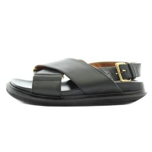 MARNI フスベット Fussbett クリスクロスサンダル レザー ストラップ 36 23?p 黒 ブラック /XZ