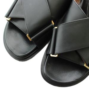 MARNI フスベット Fussbett クリスクロスサンダル レザー ストラップ 36 23?p 黒 ブラック /XZ
