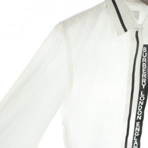 BURBERRY LONDON 8029258 RUBBER LOGO SHIRTS シャツ 長袖 ステンカラー ロゴ S 白 ホワイト
