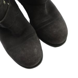 JIMMY CHOO ショートブーツ ラウンドトゥ スエード スタッズ ベルト 40 25cm グレー GY19 /MQ
