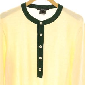 GUCCI ニット セーター 長袖 ウール シルク混 ヘンリーネック M ベージュ カーキ /AB GY19
