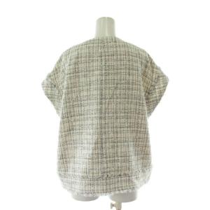 theory luxe 24SS CHARLOTTE TWEED MATY ジャケット ツイード 38 白 ホワイト グレー ノーカラー
