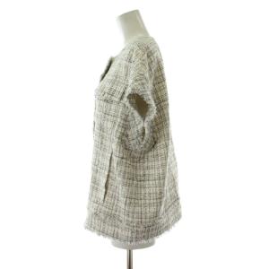 theory luxe 24SS CHARLOTTE TWEED MATY ジャケット ツイード 38 白 ホワイト グレー ノーカラー