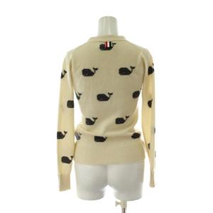 THOM BROWNE カーディガン ウール 0 ホワイト くじら柄 FKC001AKA140