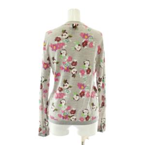 THOM BROWNE カーディガン ウール 長袖 クルーネック 花柄 プリント 総柄 00 グレー /XZ GY19
