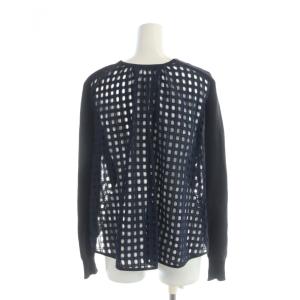 sacai 14-01989 カーディガン 長袖 メッシュ 切替 1 M 黒 ブラック 紺 ネイビー GY19 /MQ