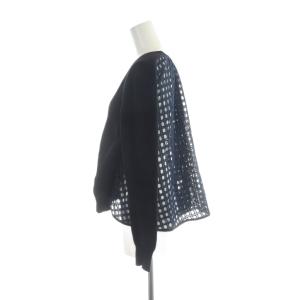 sacai 14-01989 カーディガン 長袖 メッシュ 切替 1 M 黒 ブラック 紺 ネイビー GY19 /MQ