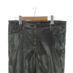 CHANEL P59966V36929 パンツ テーパード ロゴ ラメ 42 メタリックグレー