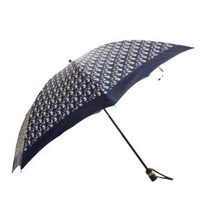 Christian Dior 雨傘 折りたたみ傘 アンブレラ トロッター柄 総柄 紺 ネイビー /XZ OH GY19