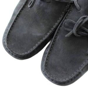 TOD'S ゴンミーニ ドライビングシューズ スリッポン スエード リボン 7 26?p 紺 ネイビー /XZ GY19