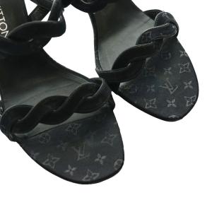 LOUIS VUITTON モノグラム ミュール 編み込み 36.5 黒 ブラック /SS OS GY19