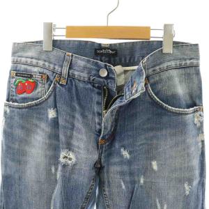DOLCE&GABBANA 16 CLASSIC デニムパンツ ジーンズ ダメージ加工 ワッペン 46 ブルー /CX GY19