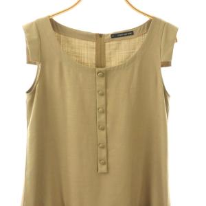 FOXEY NEW YORK ワンピース フレンチスリーブ プリーツ 40 ブラウン 27201 /MI GY19