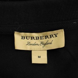 BURBERRY LONDON ポロシャツ M 黒 ブラック 半袖 ロゴ刺繍 ノバチェック トップス /PP GY19