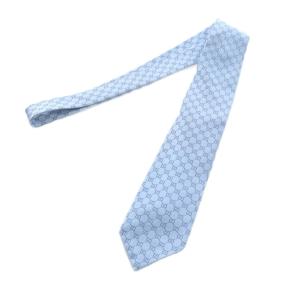 GUCCI ネクタイ GG柄 インターロッキング 総柄 レギュラータイ 絹 シルク 青 ブルー GY19 /MQ