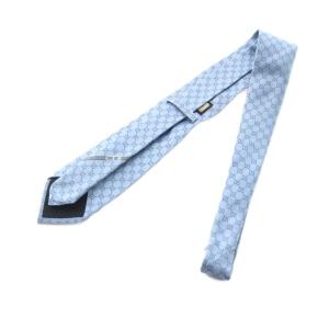 GUCCI ネクタイ GG柄 インターロッキング 総柄 レギュラータイ 絹 シルク 青 ブルー GY19 /MQ
