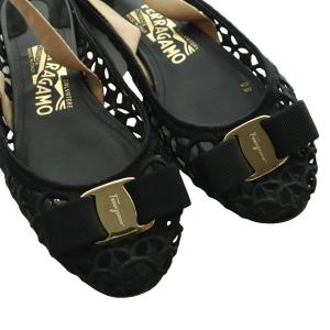 Salvatore Ferragamo ヴァラ バレエシューズ パンプス メッシュ ストラップ 5 黒 ブラック /SS OS
