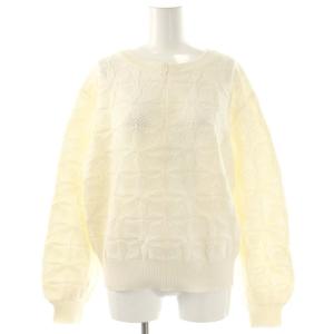 25AW 2WAY フラワー ジャカード ハーフ ジップ プルオーバー ニット セーター アイボリー 316-01-0819