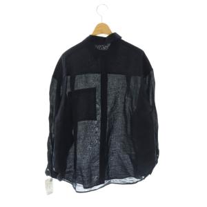 SHIPS 23SS IMPERIAL LINEN オーバー シャツ ブラウス シアー 36 濃紺 /CX GY19