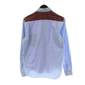 COMME des GARCONS HOMME AD2008 ストライプシャツ SS 青 ブルー マルチカラー クレイジーパターン 長袖 レギュラーカラー