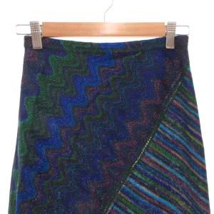MISSONI ニット ロングスカート 総柄 イージー ゴムウエスト 青 ブルー /FFGY44